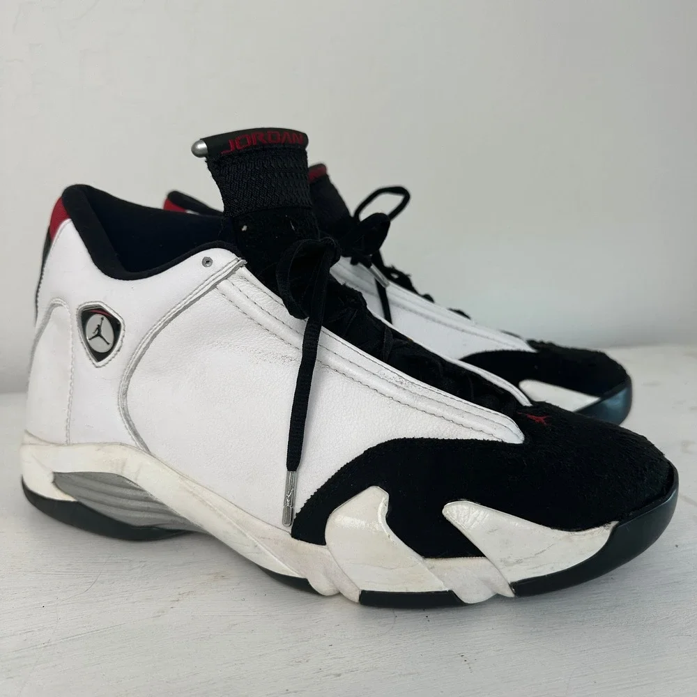 Jordan Sneakers Mens 12 Air Jordan 14 Retro Black White Red Basketball